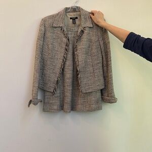 Tweed two piece suit jacket and skirt